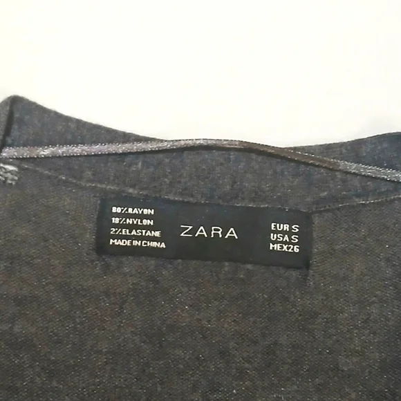 ZARA Cardigan Sweater wide hem, pockets, extra long sleeve cuffs. Grey Small - Picture 2 of 5
